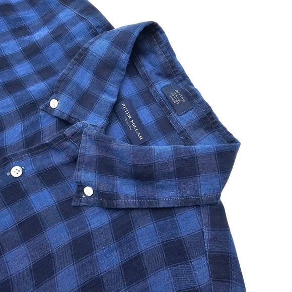 Peter Millar Men's Black and Blue  Shirt 100%‎ Linen Size XL - Picture 2 of 4